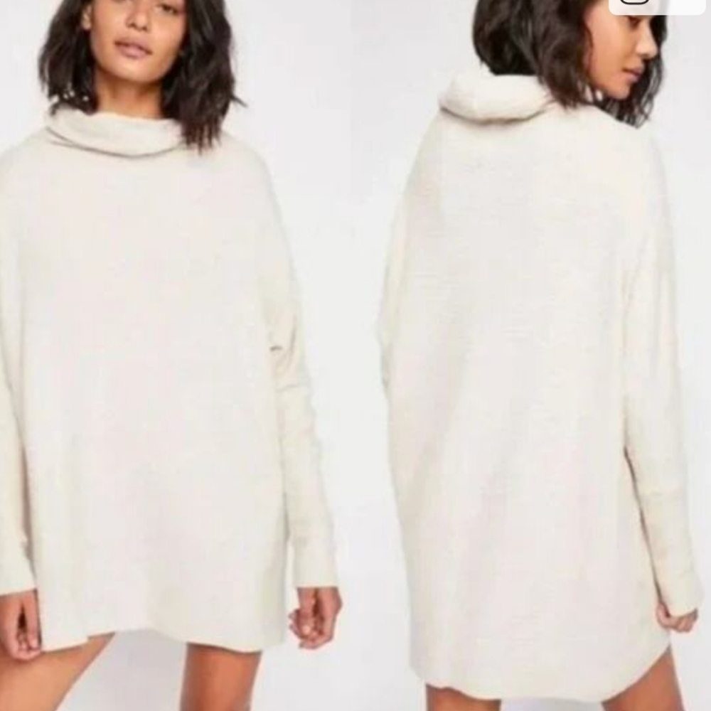Free People We The Free Kitty Slouchy Tunic/Dress Funnel Neck Waffle Knit Small